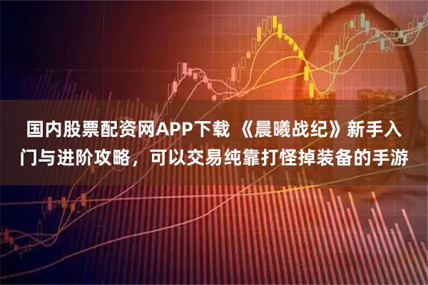 国内股票配资网APP下载 《晨曦战纪》新手入门与进阶攻略，可以交易纯靠打怪掉装备的手游
